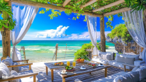 Thumbnail for Relaxing Bossa Nova Jazz Piano Music & Calming Ocean Waves at Seaside Cafe Ambience for Good Moods | Bossa Nova Jazz