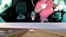 Thumbnail for Donut eating driver isn't getting cut off, puts other driver into the guard rail.  No fucks given.