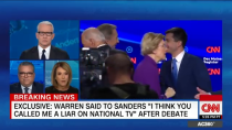 Thumbnail for Warren Sanders debate handshake moment (audio)