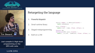 Thumbnail for 2019 EuroLLVM Developers’ Meeting: T. Besard “Just compile it: High-level programming on the GPU...” | LLVM