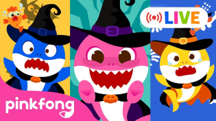 Thumbnail for [🔴LIVE] 👻 BOO! 🎃 2023 Halloween Songs with Baby Shark | Rhymes For Kids | Pinkfong