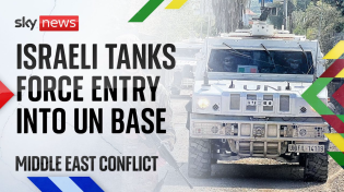 Thumbnail for United Nations demands explanation after Israeli tanks force entry into base | Sky News