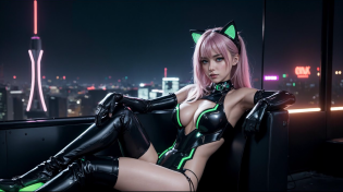 Thumbnail for (1HOUR) Ambient Cybernetic Music with AI Art: "Bladerunner-Cyberpunk Vibes with Some Cat Girls" | AI_EmeraldApple