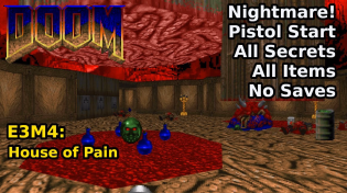 Thumbnail for Doom - E3M4: House of Pain (Nightmare! 100% Secrets + Items) | decino